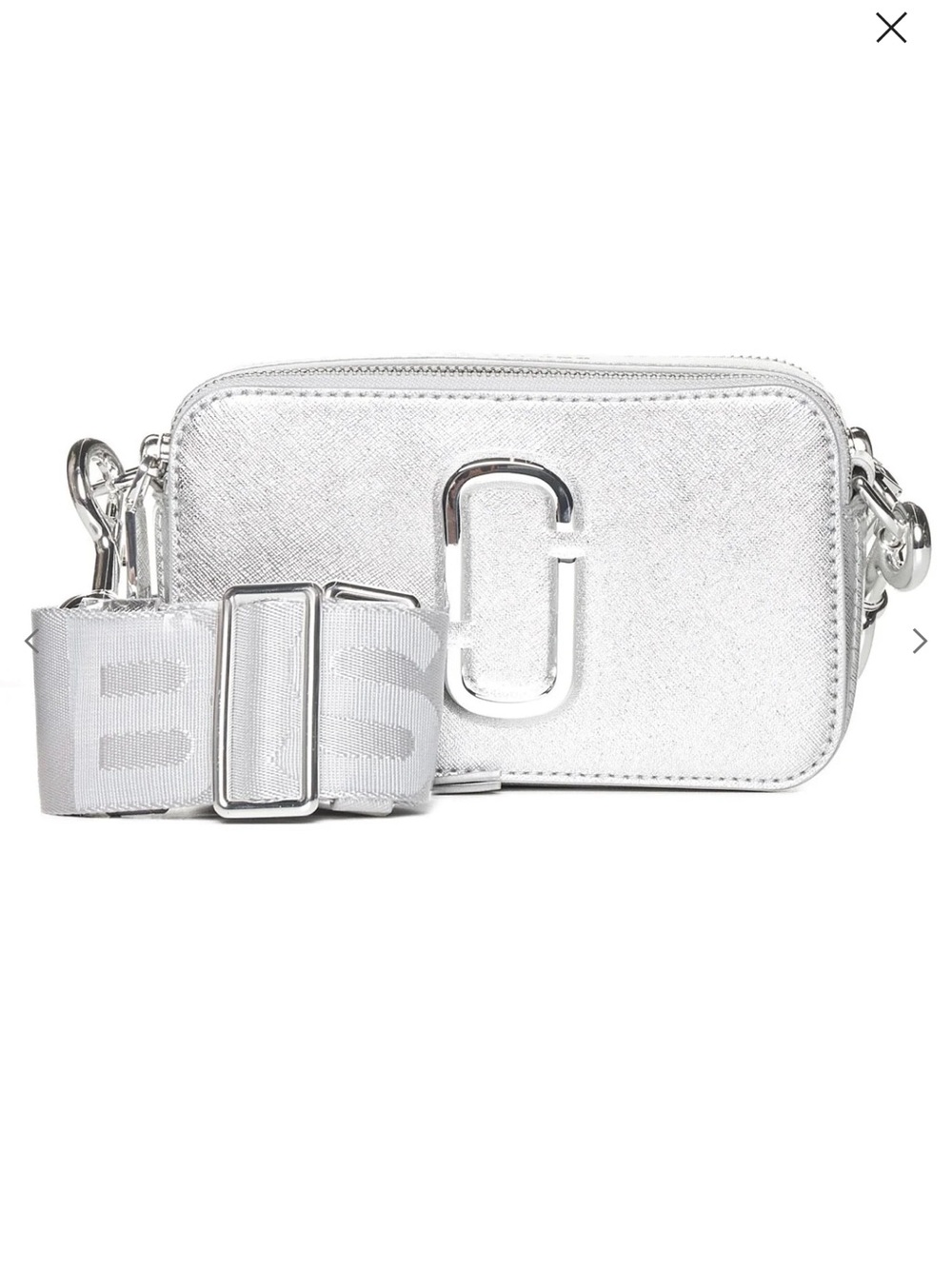 Marc Jacobs Snapshot SILVER Crossbody Bag in Light Taupe with Logo Strap